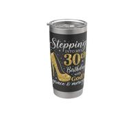 Funny Stepping into my 30th Birthday 30 anni Bicchiere termico in acciaio inox doppia parete