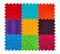 Funny-Steps Tappetino da gioco ortopedico sensoriale Super Mix per bambini (9 puzzle di sentieri forestali quadrati)