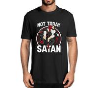 Funny Summer Streetwear Unisex Jiu Jitsu Jesus Not Today Satan Men's Novelty T-Shirt Harajuku Soft Tops Tee Women Shirt Casual Black Black XL