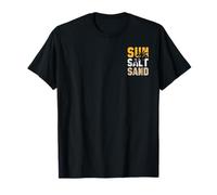 Funny Sun Salt Sand Retro Palm Tree Beach Vacation Summer Maglietta