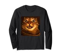 Funny Surprised Cat Meme Hilarious Shocked Tabby Kitty Maglia a Manica