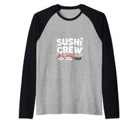 Funny Sushi Crew Kawaii Personaggi Sorridenti Rotoli Maglia con Maniche Raglan