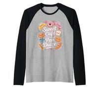 Funny Sweet Cafe Pan Dulce Bakery Personaggi Maglia con Maniche Raglan