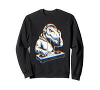 Funny T-Rex DJ with Headphones And Turntable Felpa