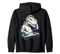 Funny T-Rex DJ with Headphones And Turntable Felpa con Cappuccio