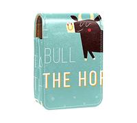 Funny Take The Bull by The Horns - Custodia per rossetti, portatile, da viaggio, con specchio, mini scatola portaoggetti per rossetti, da donna, Multicolore, 9.5x2x7 cm/3.7x0.8x2.7 in