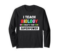Funny Teacher - I Teach Biology What Your Superpower Maglia a Manica
