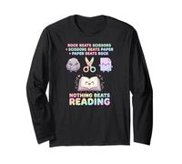 Funny Teacher Nothing Beat Book Rock Paper Scissors Maglia a Manica