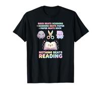 Funny Teacher Nothing Beat Book Rock Paper Scissors Maglietta