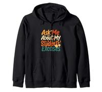 Funny Teacher Student Excuses Retro School Design Felpa con Cappuccio