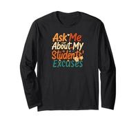 Funny Teacher Student Excuses Retro School Design Maglia a Manica
