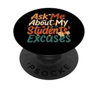 Funny Teacher Student Excuses Retro School Design PopSockets PopGrip Adesivo