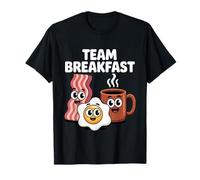 Funny Team Breakfast Coffee Eggs Bacon Design Maglietta