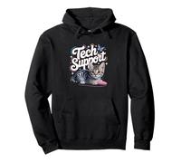 Funny Tech Support Cute Cat Ironic IT Felpa con Cappuccio