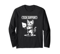Funny Tech Support Cute Cat Ironic IT Maglia a Manica