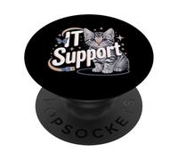Funny Tech Support Cute Cat Ironic IT PopSockets PopGrip Adesivo