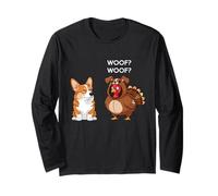 Funny Thanksgiving Corgi And Turkey Maglia a Manica
