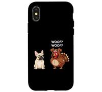 Funny Thanksgiving French Bulldog and Turkey Custodia per iPhone X/XS