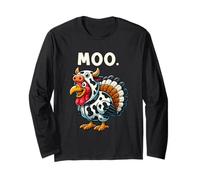 Funny Thanksgiving Turkey Moo Maglia a Manica
