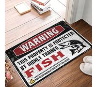 Funny Things, tappetino da bagno con avviso preppy che questa proprietà è protetta da un pesce altamente addestrato, decorazione per la stanza di un adolescente, tappetini invernali per esterni per