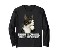 Funny Thinking Cat - Did I Hear Can Opener Or Just The Wind Maglia a Manica
