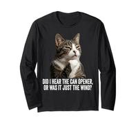 Funny Thinking Cat - Did I Hear Can Opener Or Just The Wind Maglia a Manica