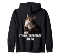 Funny Thinking Cat - I Think, Therefore I Meow Felpa con Cappuccio