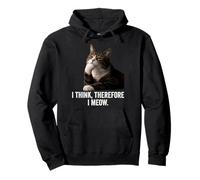 Funny Thinking Cat - I Think, Therefore I Meow Felpa con Cappuccio