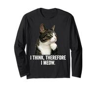 Funny Thinking Cat - I Think, Therefore I Meow Maglia a Manica
