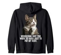Funny Thinking Cat - Pay My Rent Felpa con Cappuccio