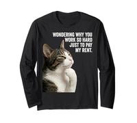 Funny Thinking Cat - Pay My Rent Maglia a Manica
