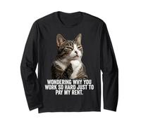 Funny Thinking Cat - Pay My Rent Maglia a Manica