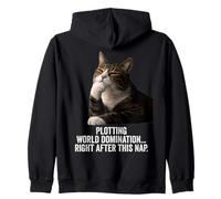 Funny Thinking Cat - Plotting World Domination After Nap Felpa con Cappuccio