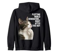 Funny Thinking Cat - Plotting World Domination After Nap Felpa con Cappuccio