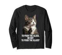 Funny Thinking Cat - Push The Glass Maglia a Manica