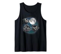 Funny Three 3 Moon Howling Black Pug Dog Dog Lover Canotta