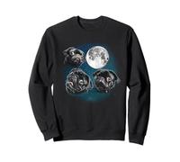 Funny Three 3 Moon Howling Black Pug Dog Dog Lover Felpa
