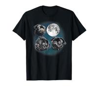 Funny Three 3 Moon Howling Black Pug Dog Dog Lover Maglietta