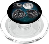 Funny Three 3 Moon Howling Black Pug Dog Dog Lover PopSockets PopGrip per MagSafe