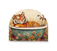 Funny Tigers Vintage Vasca da bagno Acrilico Caduta Portatovaglioli per Picnic Bar Rustico autoportante portatovaglioli per cucina decorazione domestica per bagno, ristorante