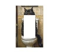 Funny Toilet Black Cat Laughing Light Switch Wall Plate Faceplate Cover Single Rocker 1 Gang Decorator Outlet Presa Coperture per Casa Cucina Camera Bagno Decor
