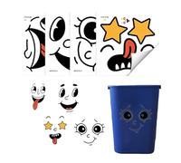 Funny Trash Garbage Can Stickers | Versatile 4 Sheets Self-Adhesive Removable Decals | 4 Sheets Cartoon Face Stickers - for Kitchen Fridge Bucket Driveway Garden Indoor Outdoor Patio Garden Patio