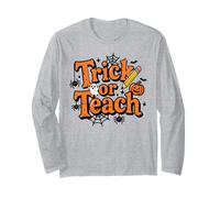 Funny Trick Or Teach Tee for School Teacher Halloween Retro Maglia a Manica
