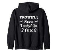 Funny Trouble Never Looked So Cute Kid Citazione Ragazze Ragazzi Felpa con Cappuccio