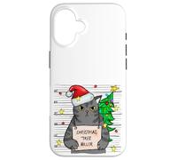 Funny True Crime Christmas Cat Dad Grumpy Serial Killer Cat Custodia per iPhone 16