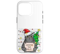 Funny True Crime Christmas Cat Dad Grumpy Serial Killer Cat Custodia per iPhone 16 Pro