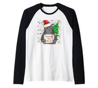 Funny True Crime Christmas Cat Dad Grumpy Serial Killer Cat Maglia con Maniche Raglan