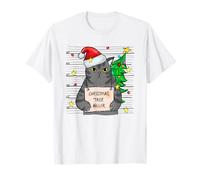 Funny True Crime Christmas Cat Dad Grumpy Serial Killer Cat Maglietta