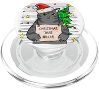 Funny True Crime Christmas Cat Dad Grumpy Serial Killer Cat PopSockets PopGrip per MagSafe