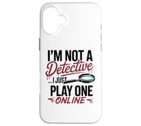 Funny True Crime Poltrona Detective Podcast Umorismo Custodia per iPhone 16 Plus